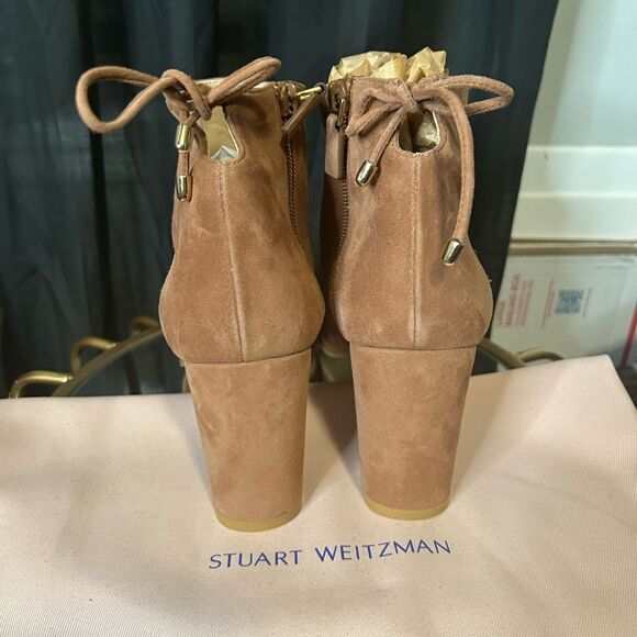 Stuart Weitzman TIEBACK BLOCK BOOTIE IN CAPUCCINO NWB - Picture 5 of 8